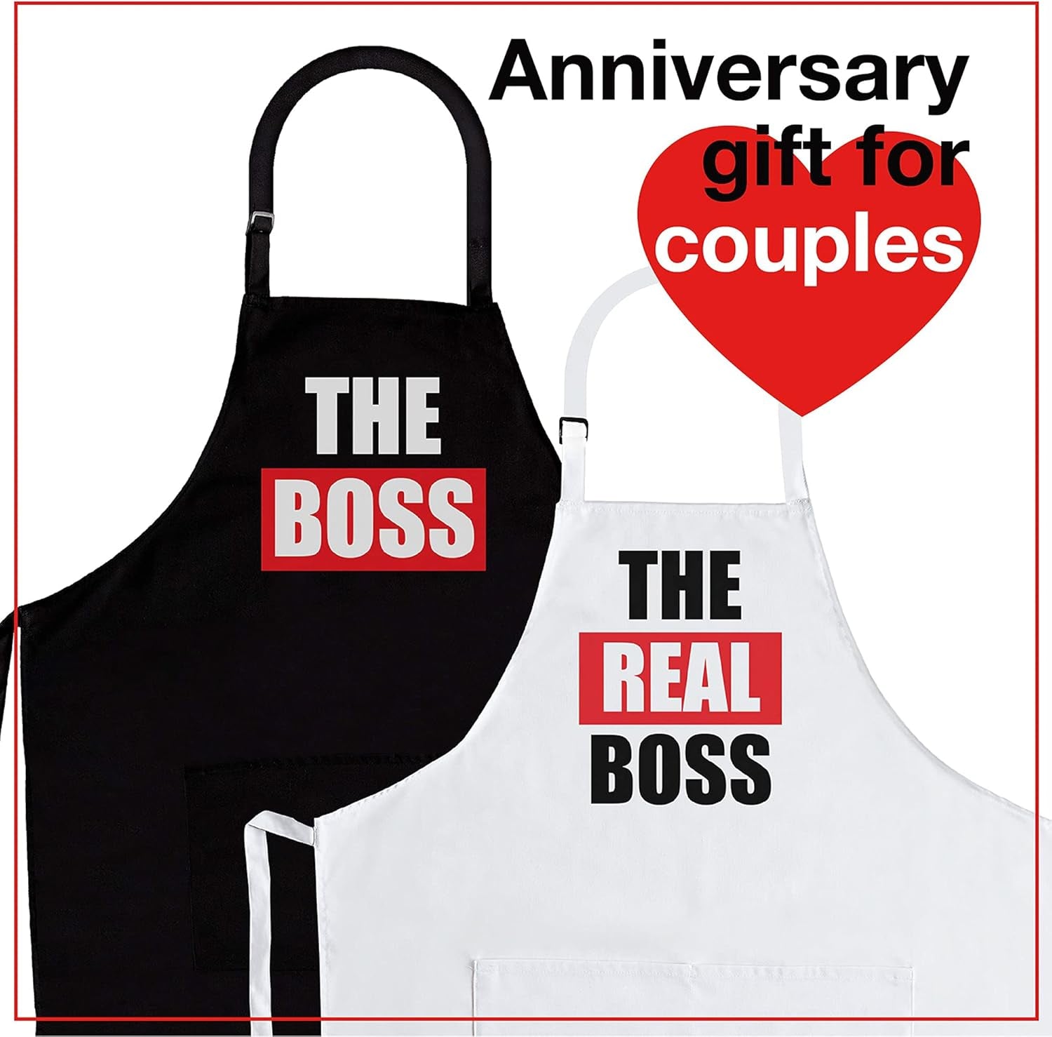 Apron Set, Kitchen Couples Gift Set for Engagements, Weddings, Anniversaries and More, 2-Piece, One-Size