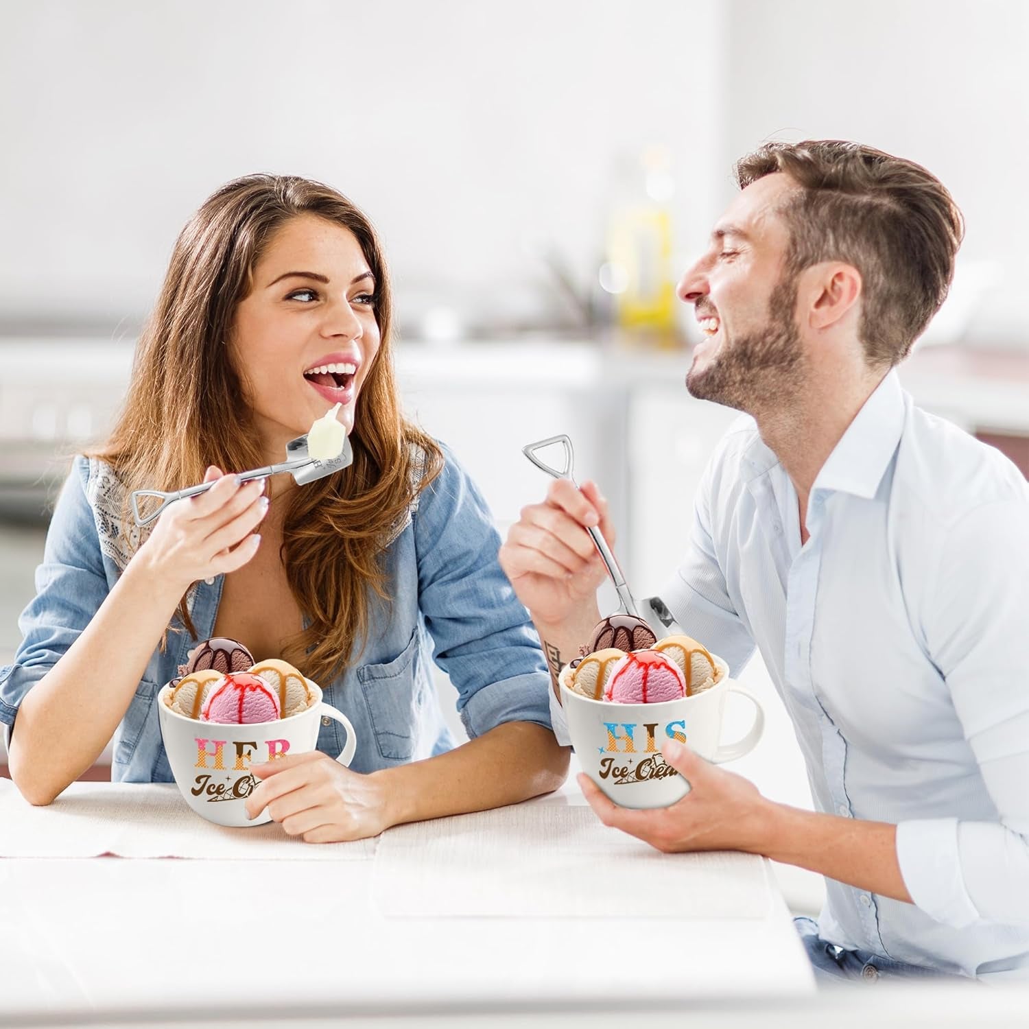 His and Hers Gifts, Anniversary Couples Gifts Set Ice Cream Bowl with Scoop&Shov