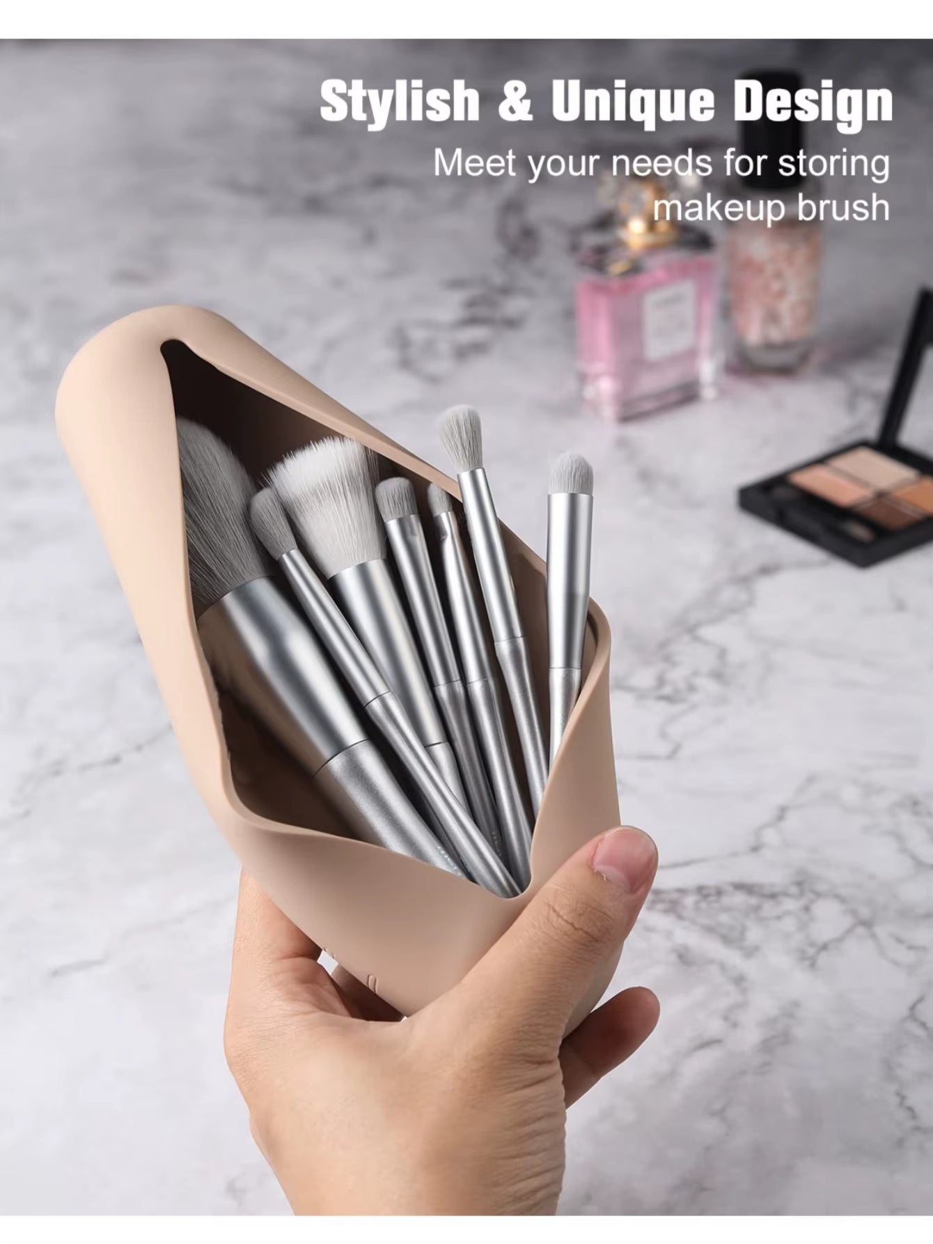 1 PC Travel Makeup Brush Case, Portable Makeup Brush Cosmetic Holder,Soft and Comfortable Makeup Brush Organizer,Fashionable And