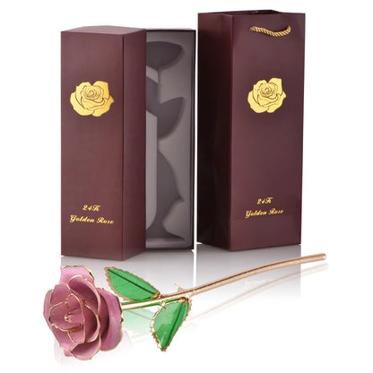 Gifts for Women 24K Gold Dipped Rose with Stand Eternal Flowers Forever Love in Box Girlfriend Wedding Valentine Gift for Her