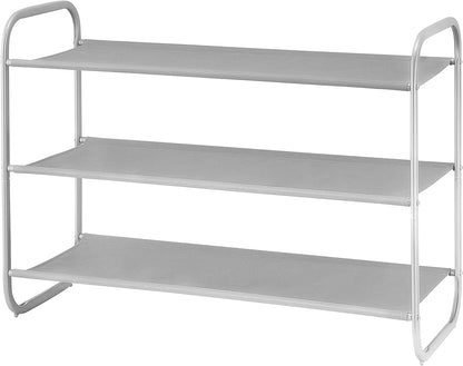 3-Tier Shoe Rack, Fabric Shoe Shelf for Closet Bedroom Entryway (Light Gray)