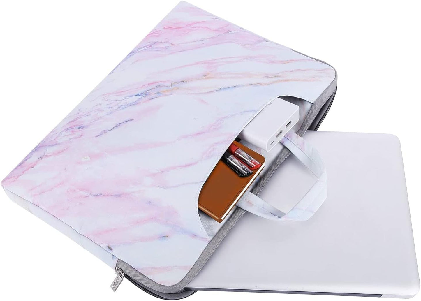 Laptop Shoulder Bag Compatible with Macbook Air/Pro, 13-13.3 Inch Notebook, Compatible with Macbook Pro 14 Inch M3 M2 M1 2023-2021, Canvas Cross Grain Marble Carrying Briefcase Sleeve