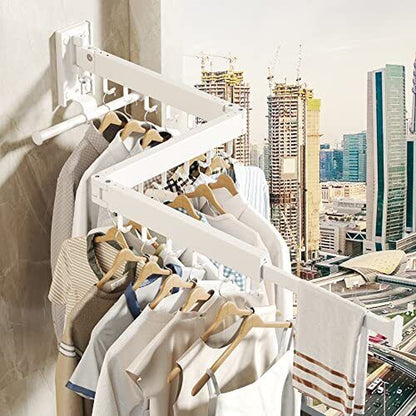 Wall Mounted Clothes Hanger Rack, Clothes Drying Rack,Laundry Drying Plus-White