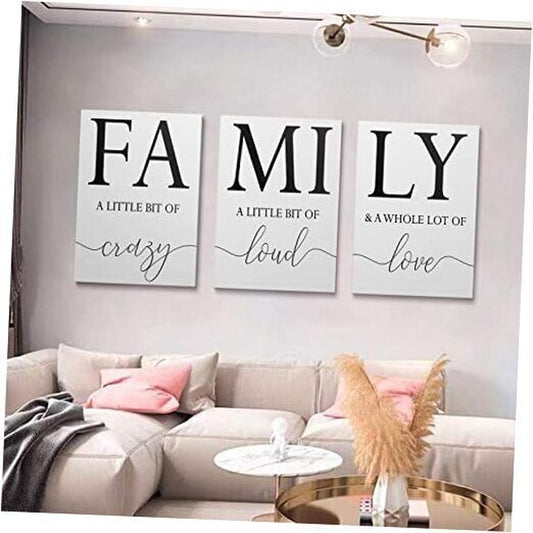 GUBIYU Home Family 16X24Inch (40X60Cm)*3Pcs A001 Black and White Family Art