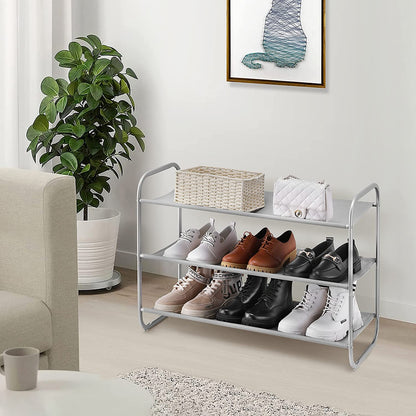 3-Tier Shoe Rack, Fabric Shoe Shelf for Closet Bedroom Entryway (Light Gray)