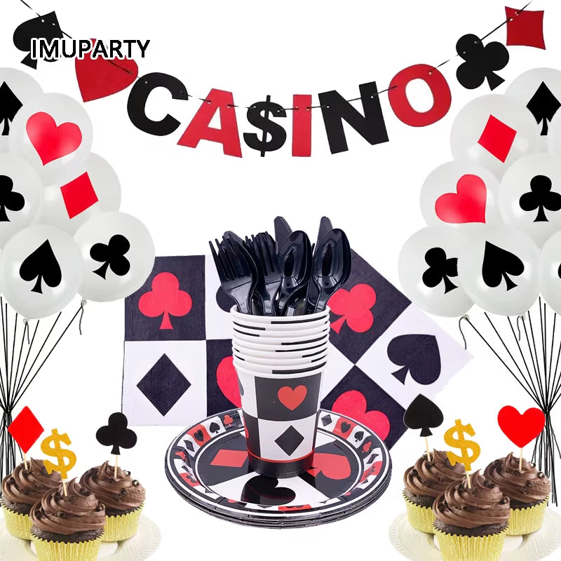 For 8 Person Casino Party Decorations Playing Card Theme Party Birthday Party Supplies Adult Hen Party Bachelor Party Decoration