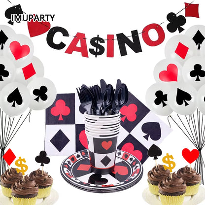 For 8 Person Casino Party Decorations Playing Card Theme Party Birthday Party Supplies Adult Hen Party Bachelor Party Decoration