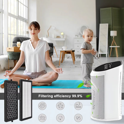 Air Purifier H13 True HEPA Filter for Bedroom Quiet 3 Speeds Bedroom Pets Air Purifier& Replacement True HEPA Filter