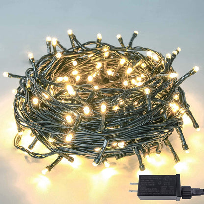 Upgraded 82FT 200 LED Christmas String Lights Outdoor/Indoor, Timer & Memory Function & 8 Modes, Extendable Green Wire, Waterproof Fairy String Lights for Xmas Tree Holiday Party Garden (Warm White)