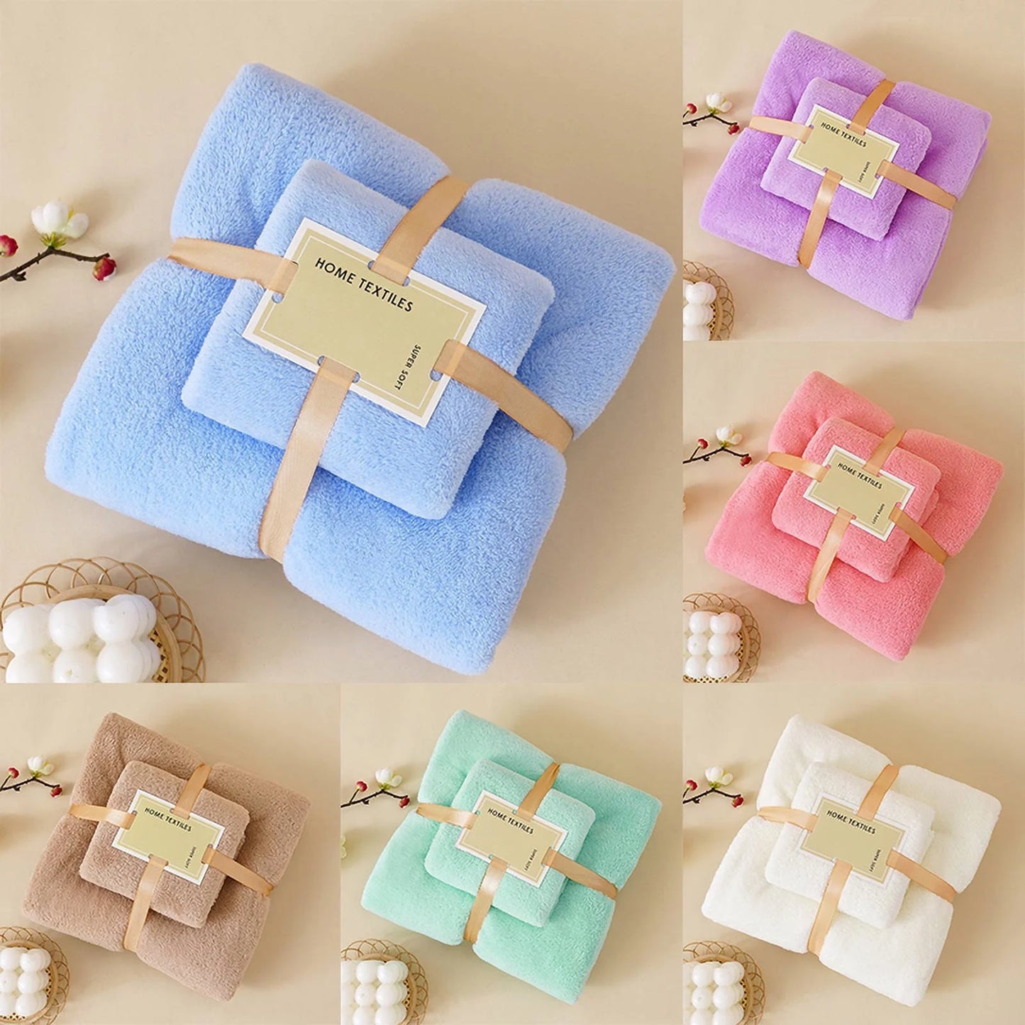 Cotton Bath Towels Set Pack of 2 Soft Bath Towels Set of Cotton 2 in 1 Bath Towel and Face Towel