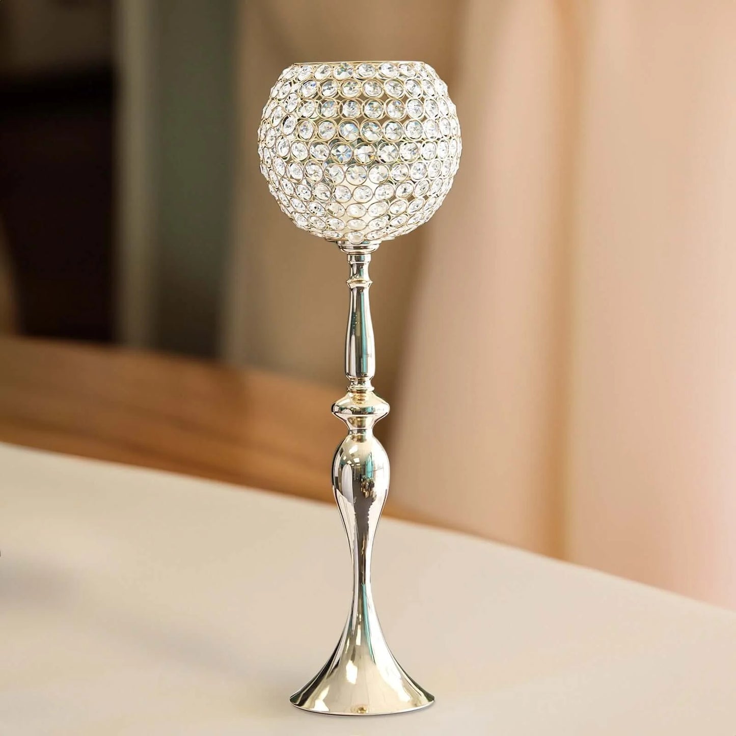 30" Gold Acrylic Crystal Goblet Candle Holder Flower Ball Centerpiece for Wedding Events Decoration