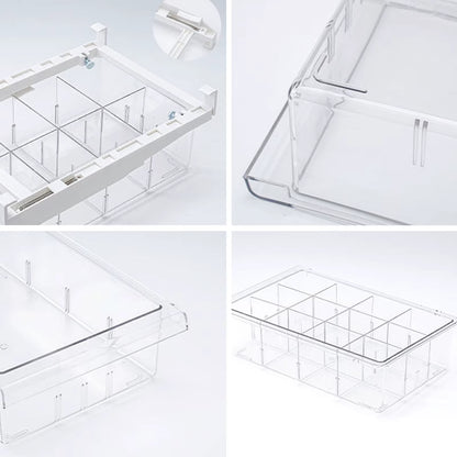 1/4/8 Compartment PET Refrigerator Drawer Organizer Bin Transparent Fridge Storage Bin Containers for Pantry Freezer