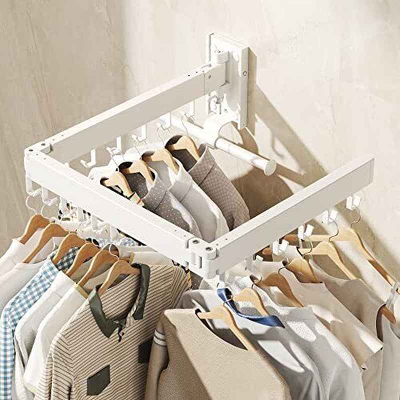 Wall Mounted Clothes Hanger Rack, Clothes Drying Rack,Laundry Drying Plus-White