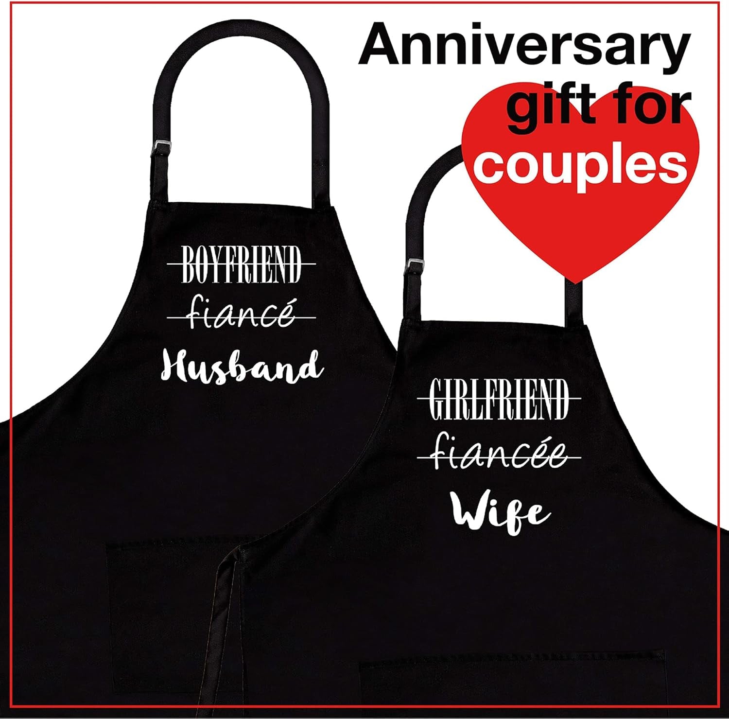 Apron Set, Kitchen Couples Gift Set for Engagements, Weddings, Anniversaries and More, 2-Piece, One-Size