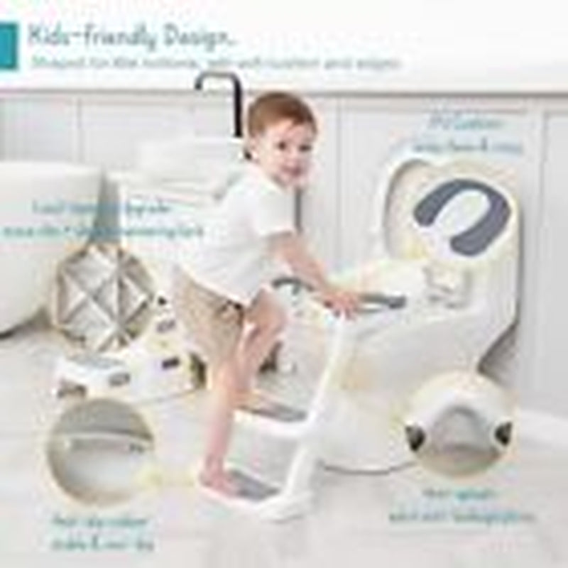 Potty Training Toilet Seat with Step Stool Ladder, Toddler Kids White-Grey