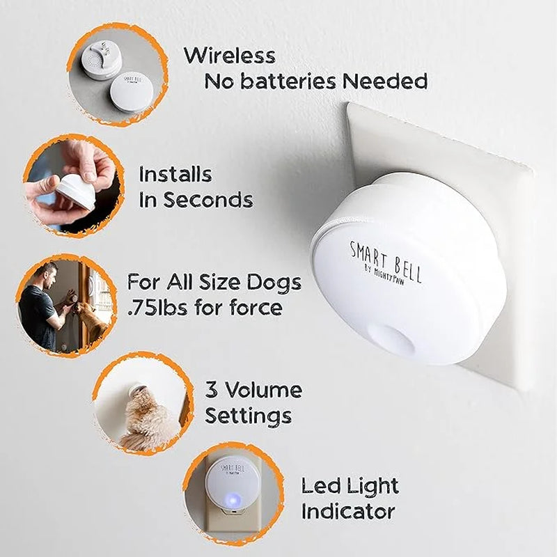 Smart Bell 2.0, Dog Doorbell. Puppy Potty Training Press Button Door Bell