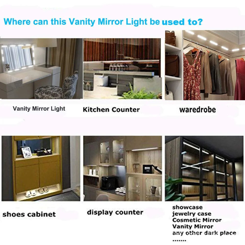 Led Vanity Mirror Lights 10Ft Dimmable Touch Control Lights Strip Makeup Dressing Table & Bathroom Mirror