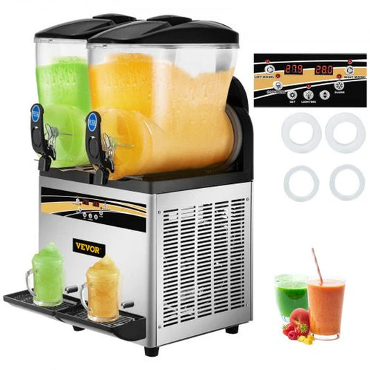 VEVOR Margarita Machine, 15Lx2 Tank Commercial Slushy Machine, Slushie Machine 1000W, Commercial Margarita Maker, Smoothie Frozen Drink Maker for Supermarkets Cafes Restaurants Bars Home Use