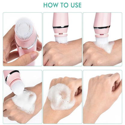 4 Pack Compatible Replacement Facial Cleansing Brush Heads for Electric Facial Brush Acne Remove Brush Head for Facial Massager