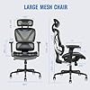 Silla de oficina ergonómica, silla de malla grande y alta con soporte lumbar, brazos 3D ajustables, reclinable, reposacabezas y asiento grande - Silla de escritorio de oficina en casa para hombre y mujer (gris)