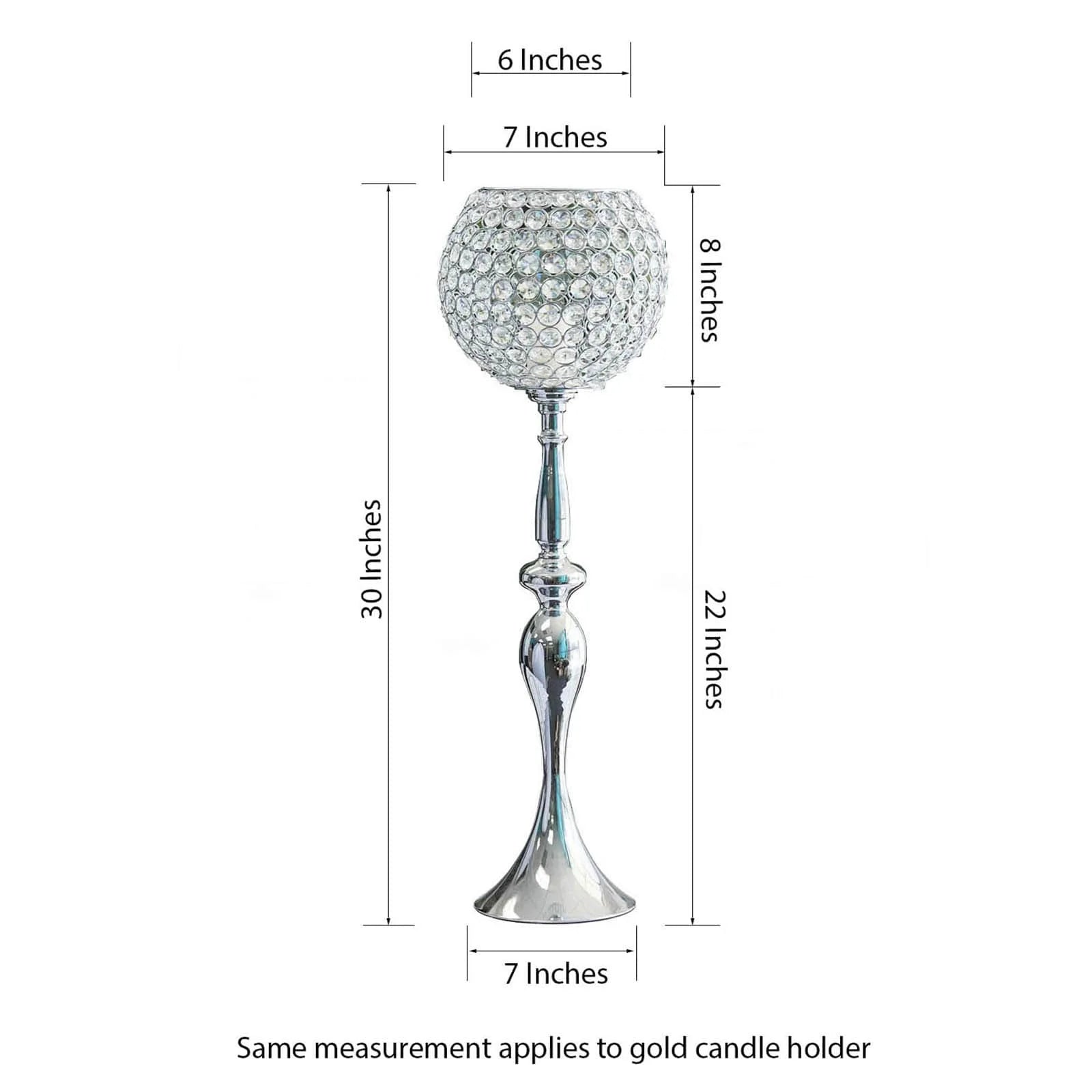 30" Gold Acrylic Crystal Goblet Candle Holder Flower Ball Centerpiece for Wedding Events Decoration