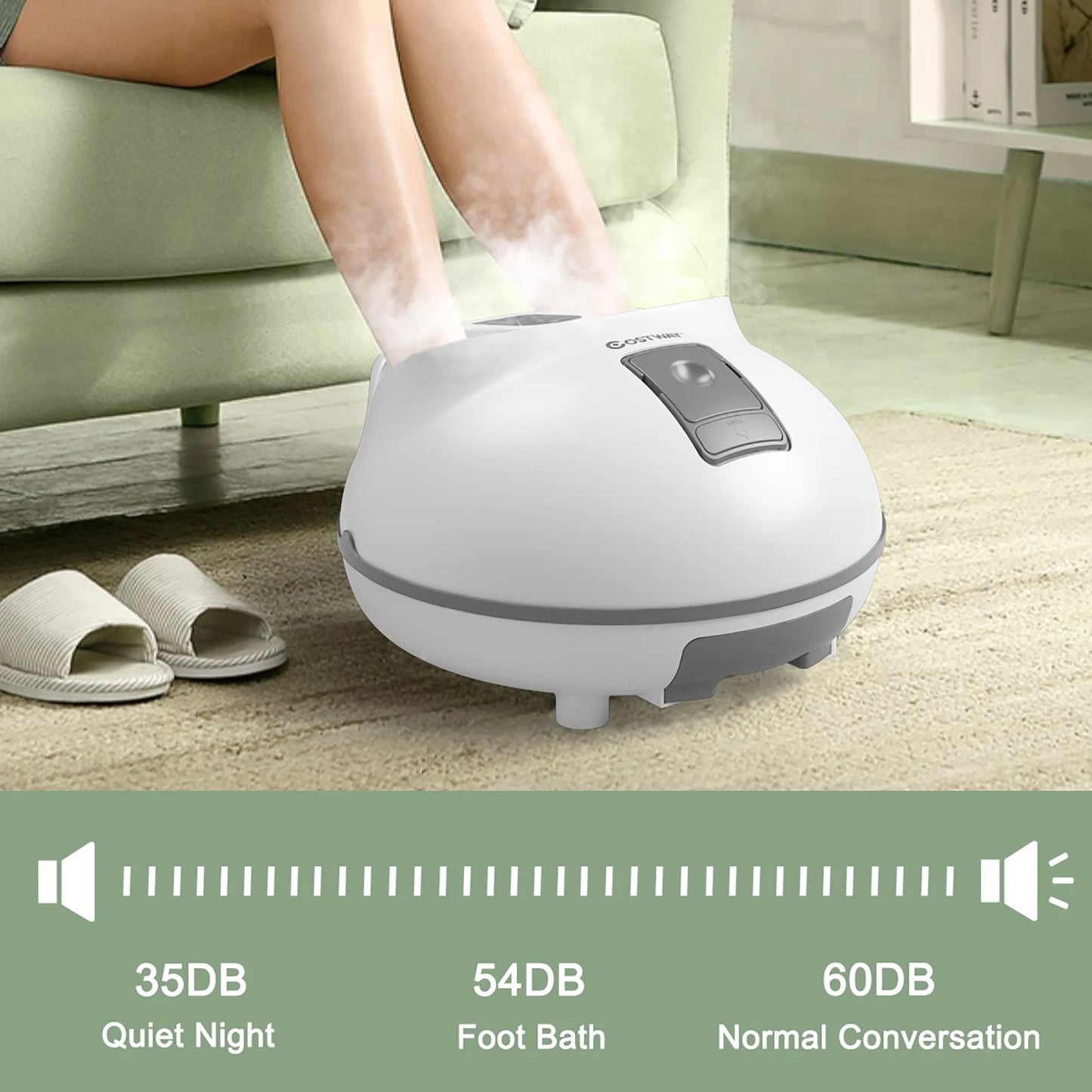 Steam Foot Spa Bath Massager Foot Sauna Care W/Heating Timer Electric Rollers Gray