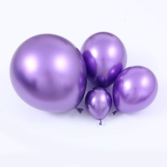 100Pcs Metallic Purple Latex Balloons Various Sizes Chrome Balloon 18/12/10/5 Inch Helium Balloon Perfect for Birthday Valentines Baby Shower Bridal Shower Wedding Anniversary Balloons (Purple)