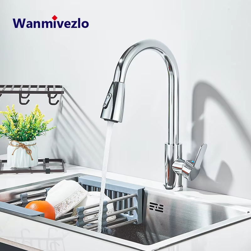 Kitchen Faucets Pull Out Kitchen Tap Cold Hot Water Tap Single Handle Mixer Tap Deck Mounted Crane Swivel Spray Tap