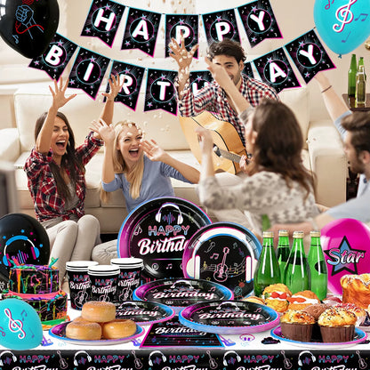 Tik Tok Birthday Party Supplies,77Pcs Tik Tok Party Decorations&Tableware Set-Tik Tok Party Plates Banner Cups Napkins Etc