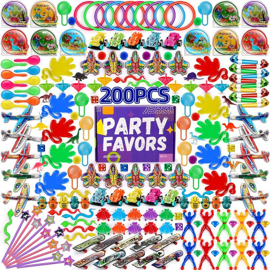 Amy&Benton 200PCS Goodie Bag Fillers Party Favors for Kids Birthday Pinata Filler Toy Assortment Prizes for Kids Classroom Rewards