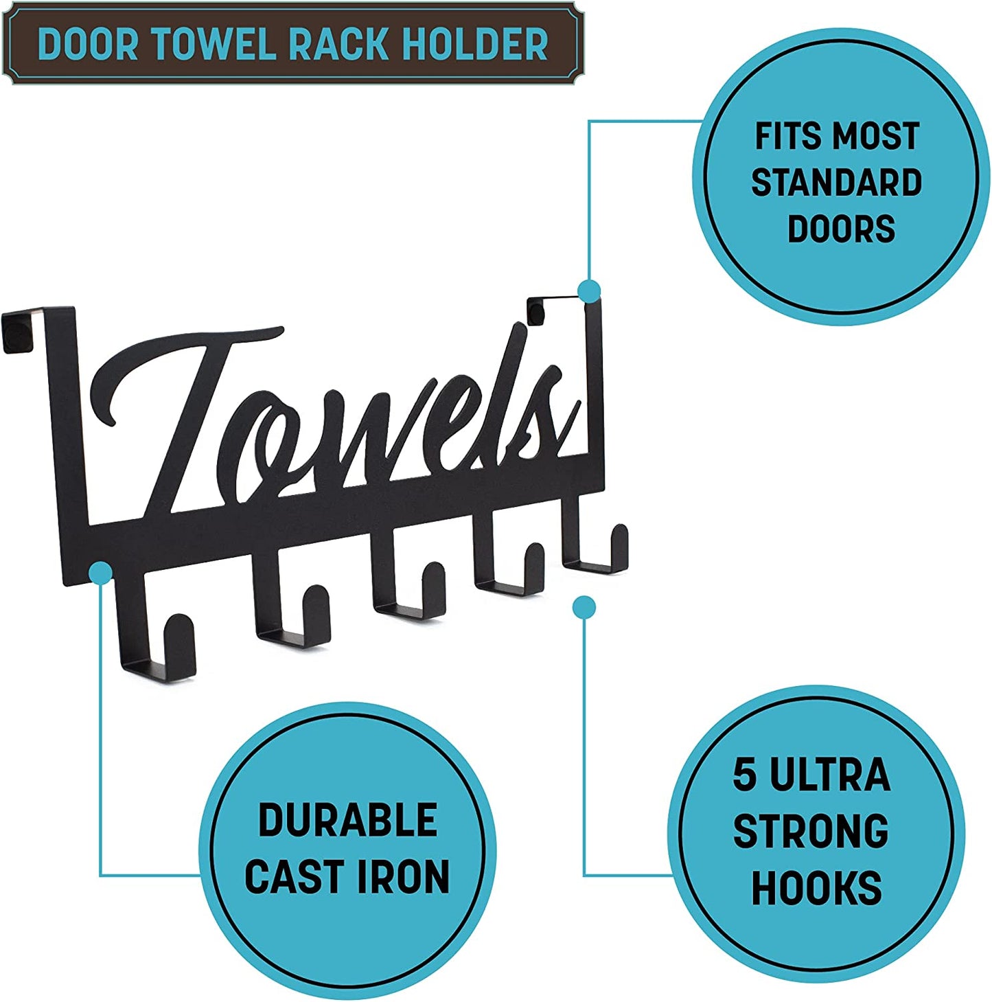 Aesthetic over the Door Towel Rack for Your Bathroom – Space Saving and Convenient Towel Holder with Sturdy Hooks – the Perfect Addition to Your Bathroom Decor