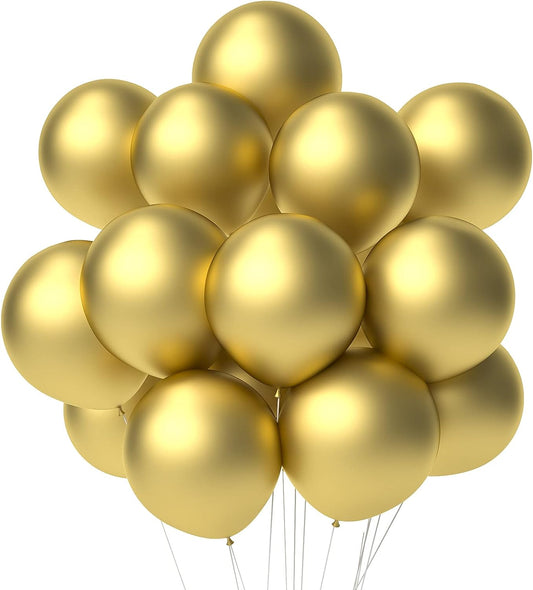 Metallic Gold Balloons Chrome Gold Balloons 50 PCS 12 Inches Party Balloons Metallic Gold Latex Balloons Birthday Balloons for Party