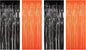 Halloween Party Decoration Black and Orange Foil Fringe Curtains, 4PCS 3.28 X 8.2FT Tinsel Door Curtains Photo Booth Backdrop for Halloween Party Wedding Birthday Baby Shower