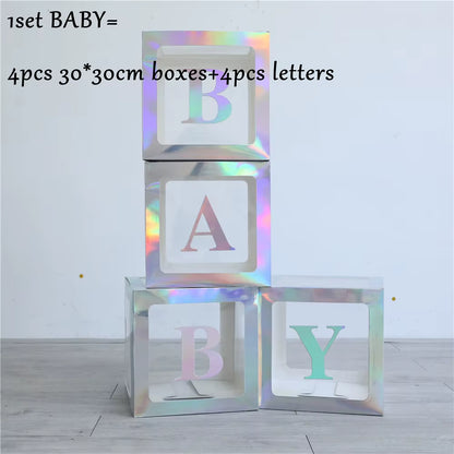 Baby Shower Boy Girl Transparent Box Baby Shower Decoration Baby Christening Birthday Party Decor Balloon Box Baby Shower Gift