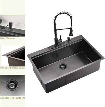 15X18 Small Size Stainless Steel Sink (Black（28‘’X22‘’）)