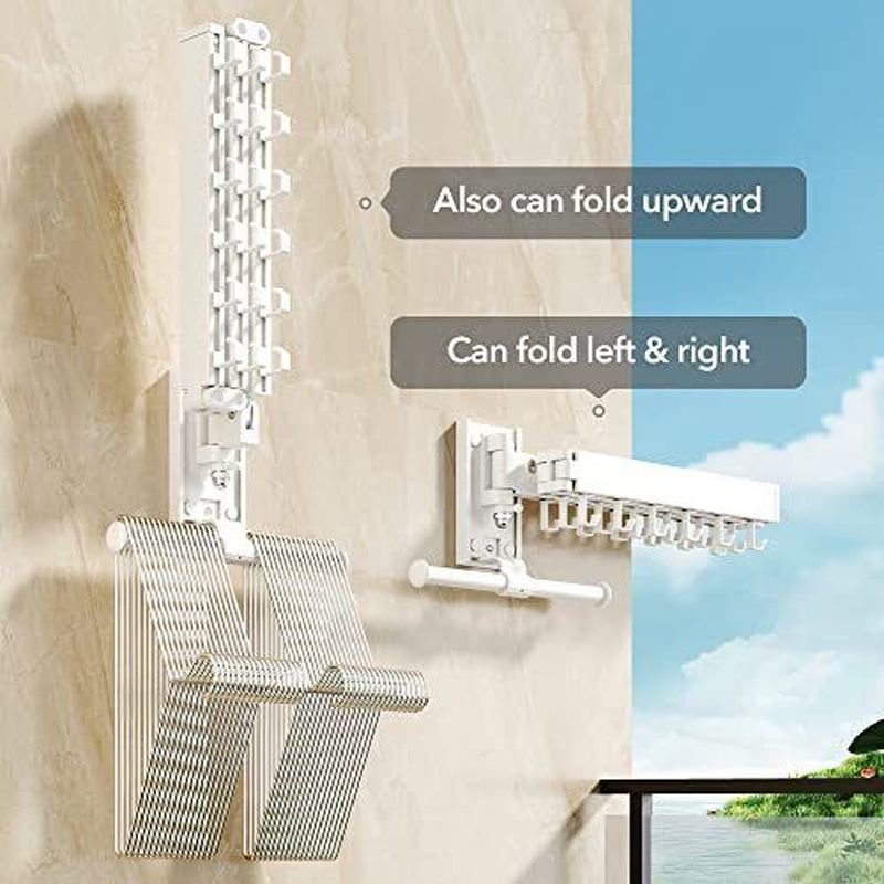 Wall Mounted Clothes Hanger Rack, Clothes Drying Rack,Laundry Drying Plus-White