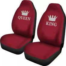 Juego de fundas para asientos de coche Queen and King His and Hers en color burdeos, paquete de 2 fundas protectoras universales para asientos delanteros