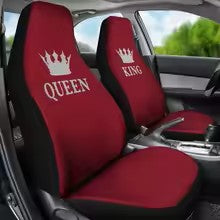 Juego de fundas para asientos de coche Queen and King His and Hers en color burdeos, paquete de 2 fundas protectoras universales para asientos delanteros